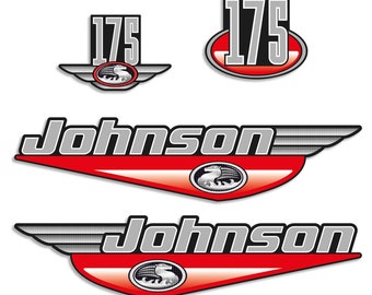 Johnson 175HP 1999-2000 Red outboard engine decals sticker set reproduction