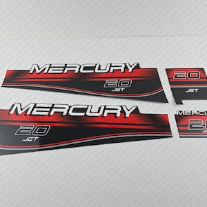 Mercury 20 HP Two Stroke 1996-1998 JET outboard engine decals sticker set reproduction