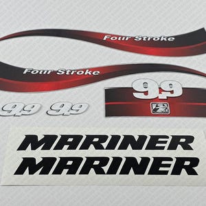 Reproduction d&#39;un jeu d&#39;autocollants pour moteur hors-bord Mariner 9,9 CV quatre temps