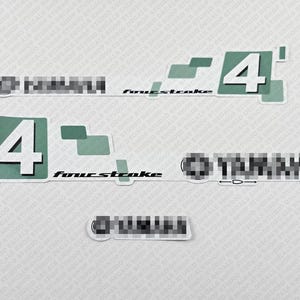 Yamaha 4 HP Four Stroke White Cowling outboard engine decals sticker set reproduction