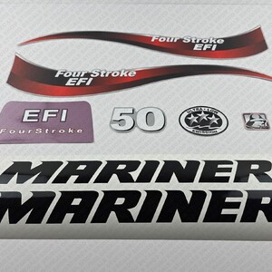 Reproduction d&#39;un jeu d&#39;autocollants pour moteur hors-bord Mariner 50 CV quatre temps EFI 2014