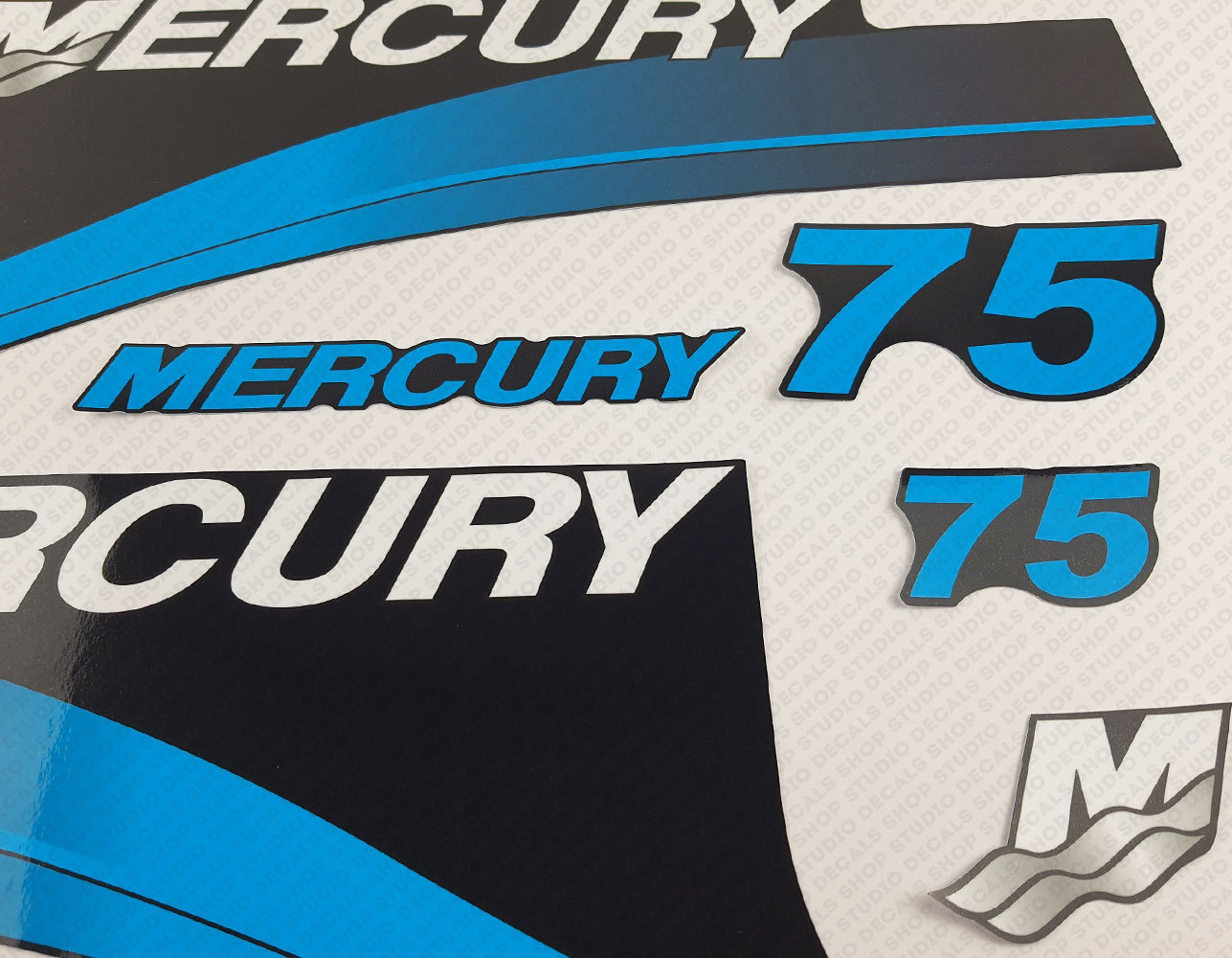 Mercury 75 HP Two-Stroke Outboard Decal Set – RED Reproduction (Defender Decals)