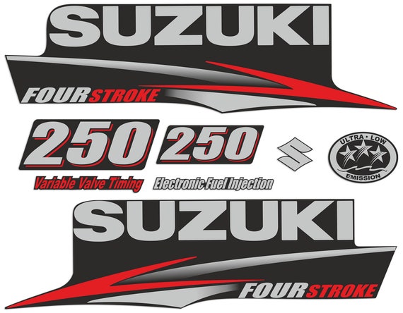 Suzuki DF250 250hp Four Stroke 2010-2013 outboard engine decals sticker set reproduction