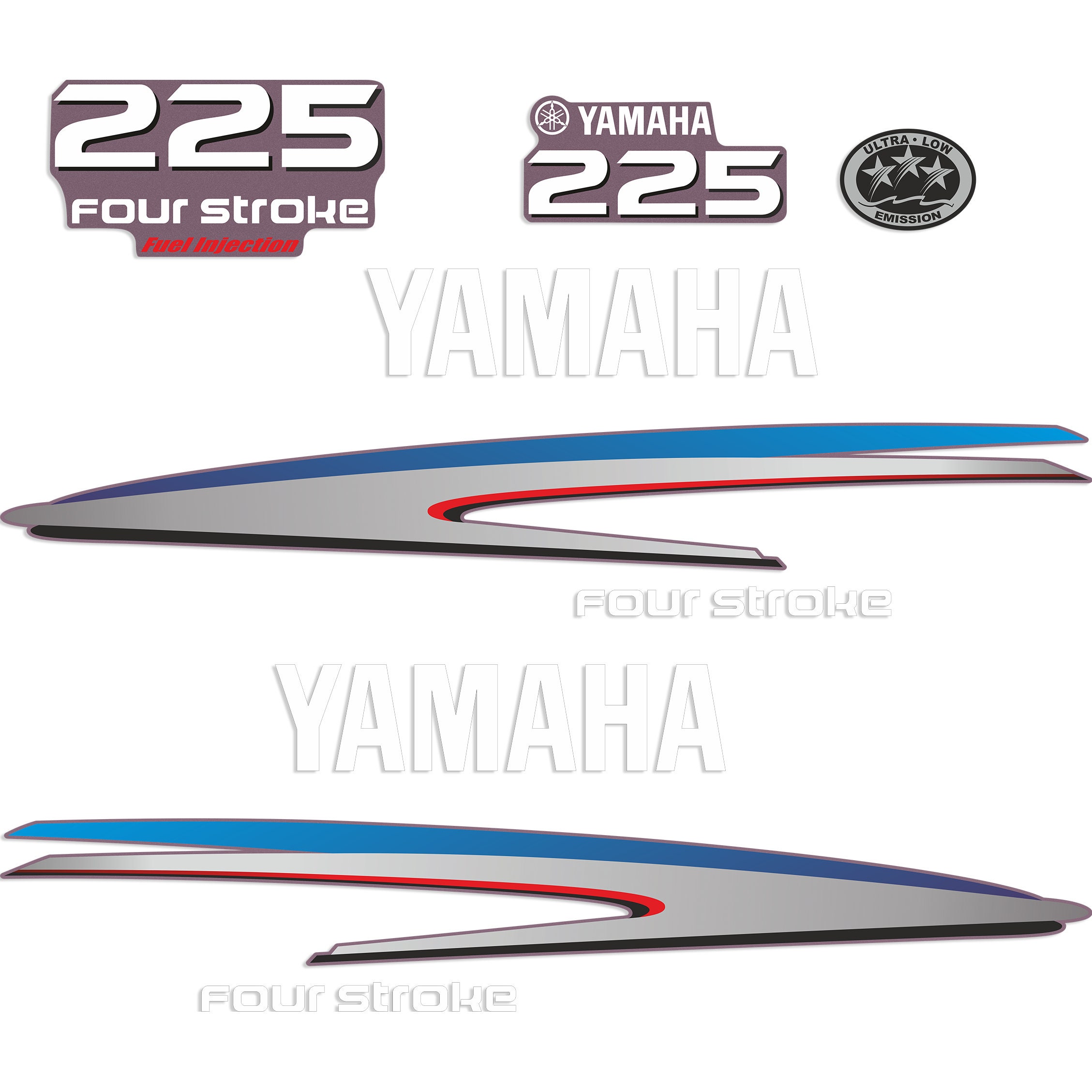 Destello Barbero sonido Yamaha 225 HP Four Stroke Outboard Engine Decals Sticker Set - Etsy