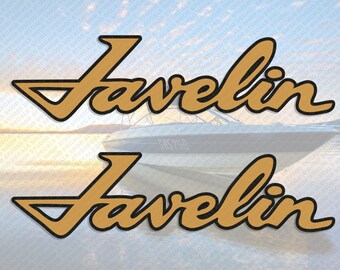 May include: Two gold-colored "Javelin" decals with a black outline. The decals are on a white background.