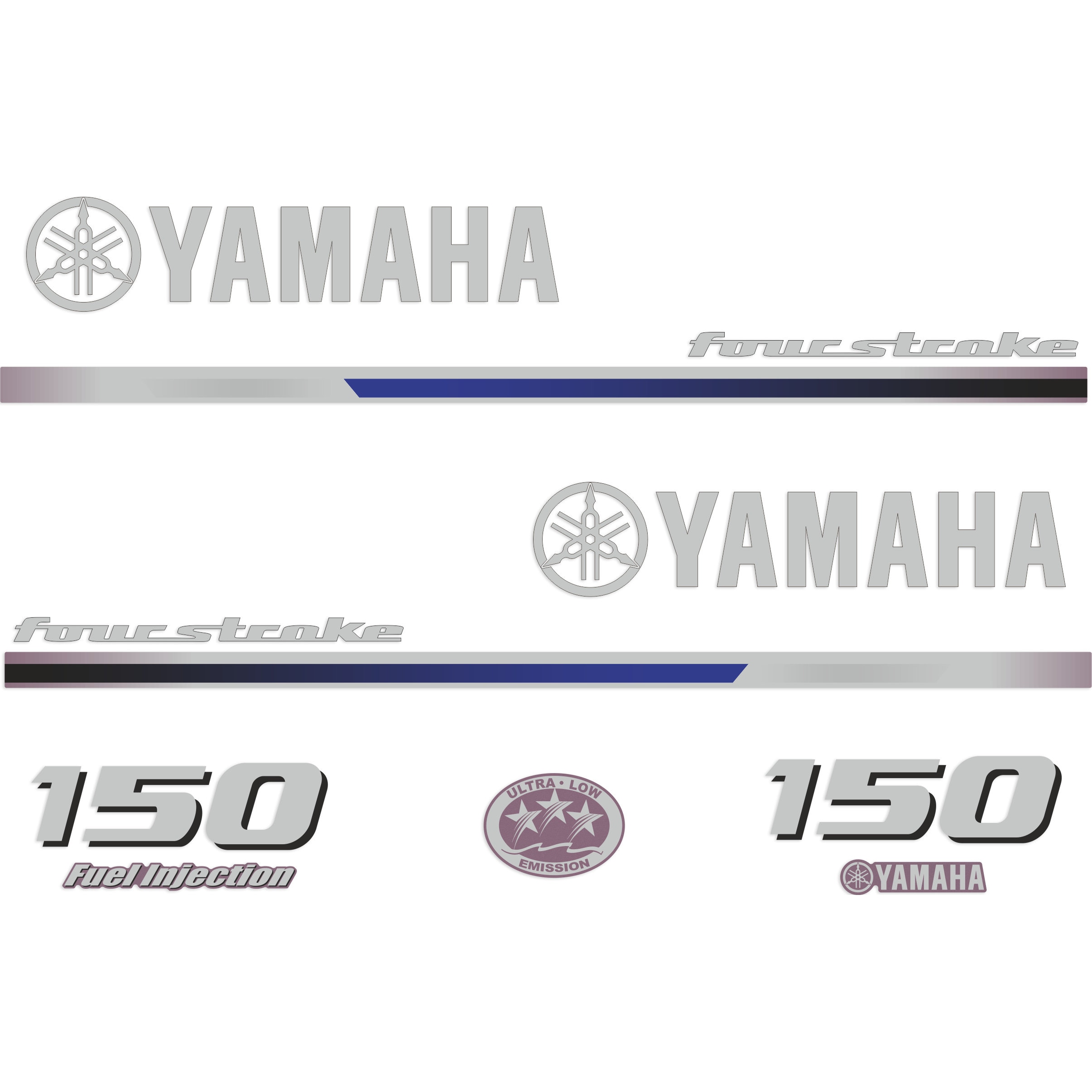 Yamaha 150 HP Four Stroke 2013 Outboard Engine Decals Sticker Set