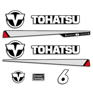 Tohatsu 6 HP Two Stroke outboard engine decals sticker set reproduction