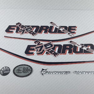 Evinrude 75HP E-tec White Cowling outboard engine decals sticker set reproduction