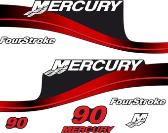 Mercury 90 hp Four Stroke fueraborda calcomanías de motor sticker set reproducción