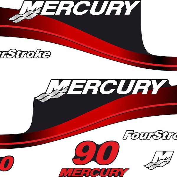 Mercury 90 hp Four Stroke outboard engine decals sticker set reproduction