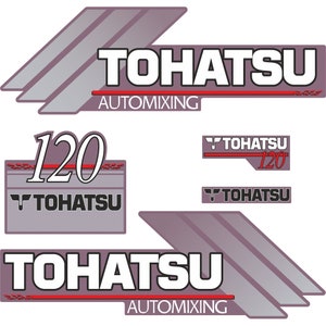 Tohatsu 120 HP Two Stroke Automixing outboard engine decals sticker set reproduction