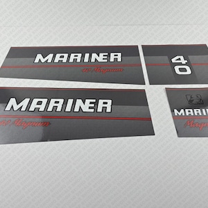 Mariner 40HP Magnum outboard engine decals sticker set reproduction