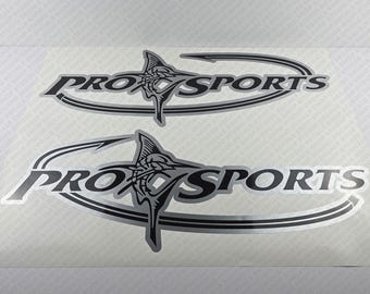 Pro Sports Boat Logo Silver/Black Decal Set of 2 x 32"