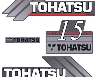 Tohatsu 15 HP Two Stroke 1996-2005 outboard engine decals sticker set reproduction