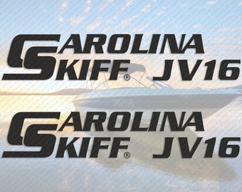 May include: Black and white boat decals with the text "CAROLINA KIFF JV16".