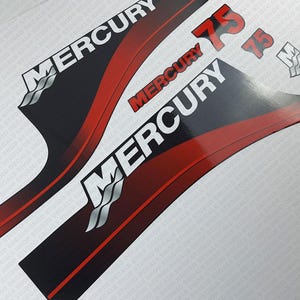 Mercury 75 HP Outboards Motor Top Cowl Cove Decal Sticker Set 804855A05
