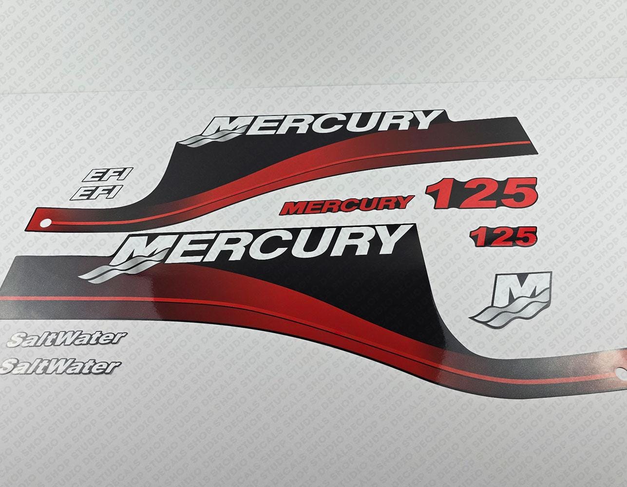 Mercury 125hp EFI Saltwater Outboard Engine Decals Sticker Set ...