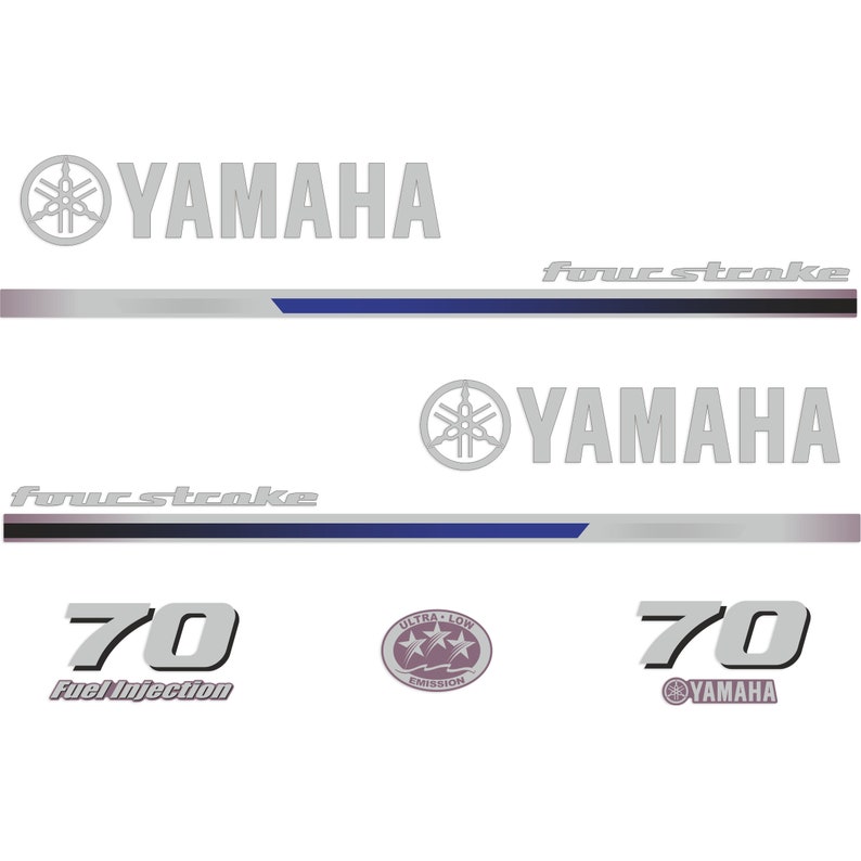 Yamaha 70 HP Four Stroke 2013 outboard engine decals sticker set reproduction