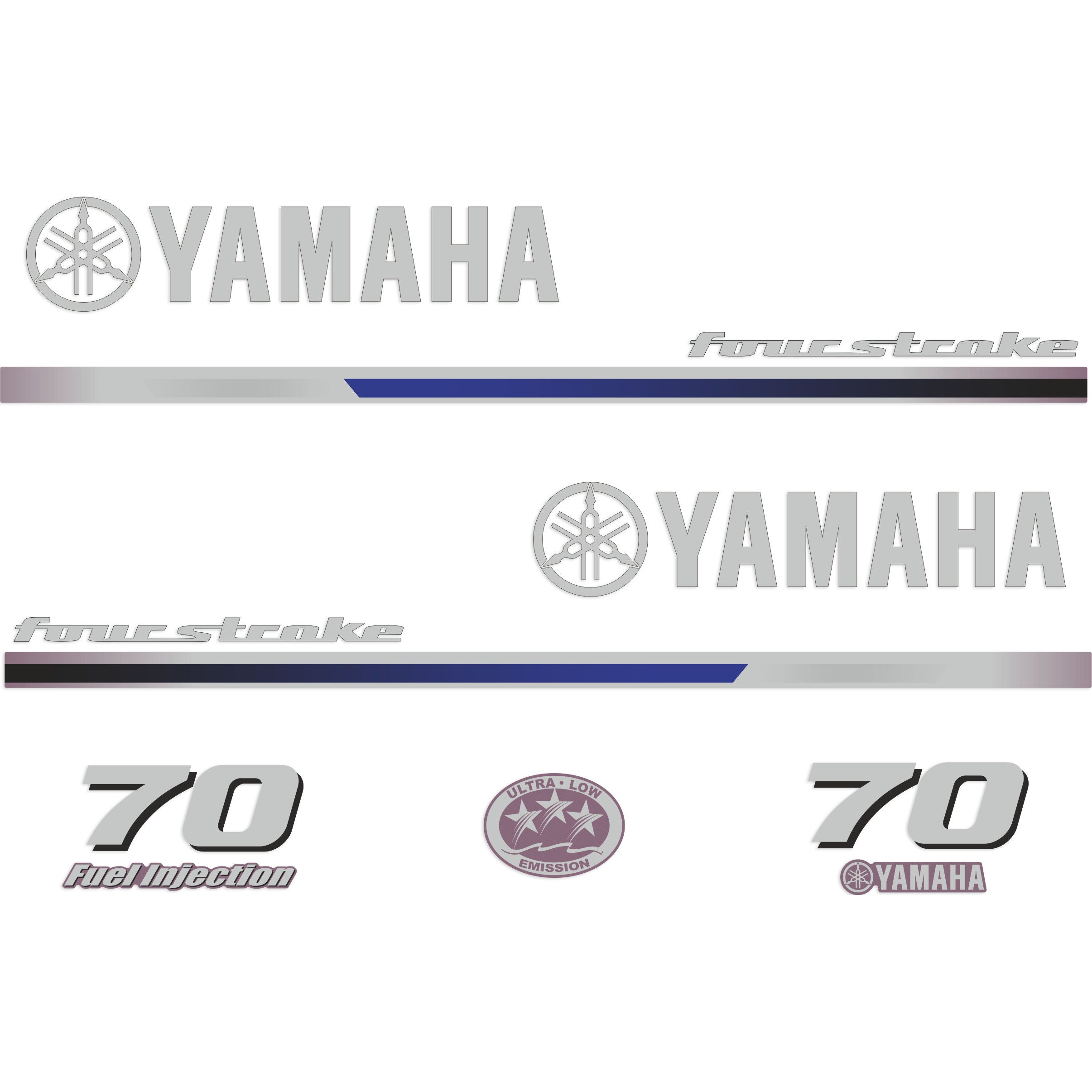 Yamaha 70 HP Four Stroke 2013 Outboard Engine Decals Sticker Set ...