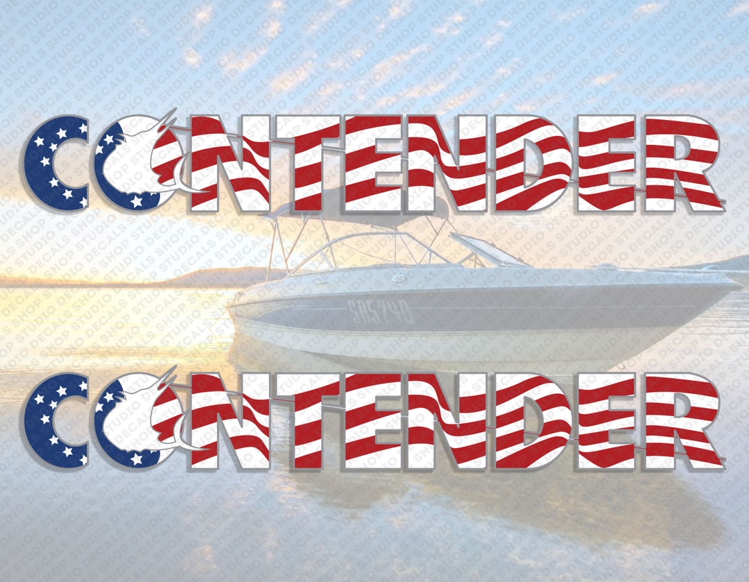 Contender Boat Logo Wavy USA Flag Decals Set of 2 X 26 Etsy