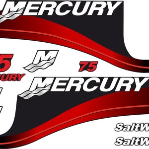 Reproduction d&#39;un jeu d&#39;autocollants pour moteur hors-bord Mercury EFI Saltwater 75 cv