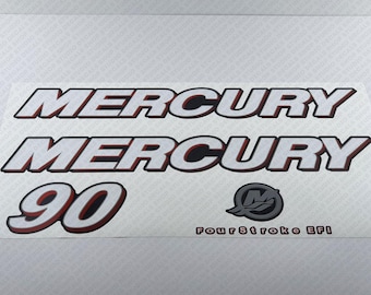 Mercury 90 HP Four Stroke EFI outboard engine decals sticker set reproduction