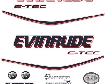 Evinrude 200 HP ETEC High Output Outboard Engine Decals – Reproduction Sticker Set