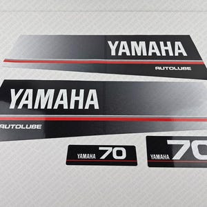 Yamaha 70 HP Autolube Two Stroke 90-91 outboard engine decals sticker set reproduction
