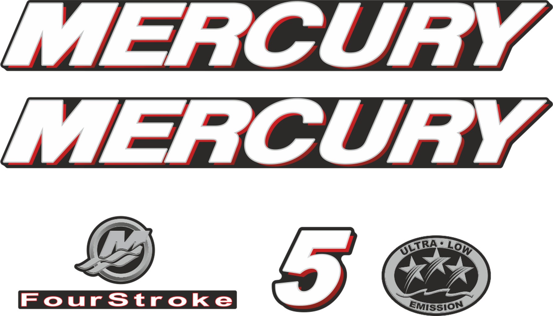 Mercury 5 HP Four Stroke Outboard Engine Decals Sticker Set - Etsy