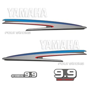 Yamaha 9.9 HP  HIGH THRUST Four Stroke outboard engine decals sticker set reproduction Bigest Cowling
