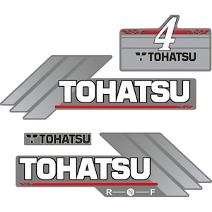 Tohatsu 4 HP Two Stroke 1996-2005 outboard engine decals sticker set reproduction