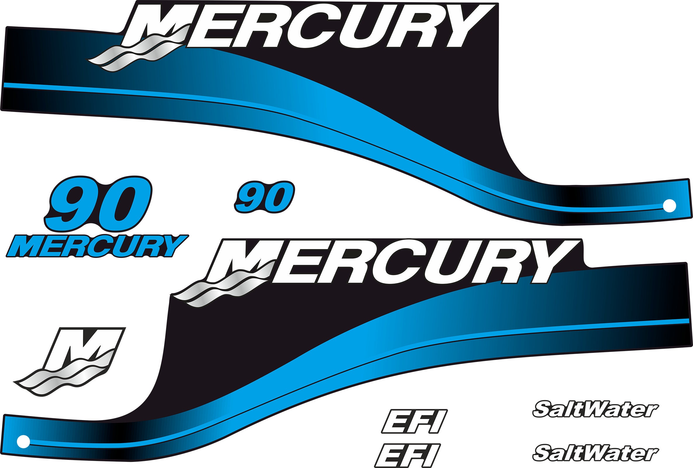 Mercury 200 Four 4 Stroke Decal Kit Outboard Engine Graphic Motor Merc GREEN 