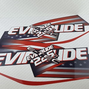Evinrude 225HP E-tec High Output outboard engine decals sticker set reproduction