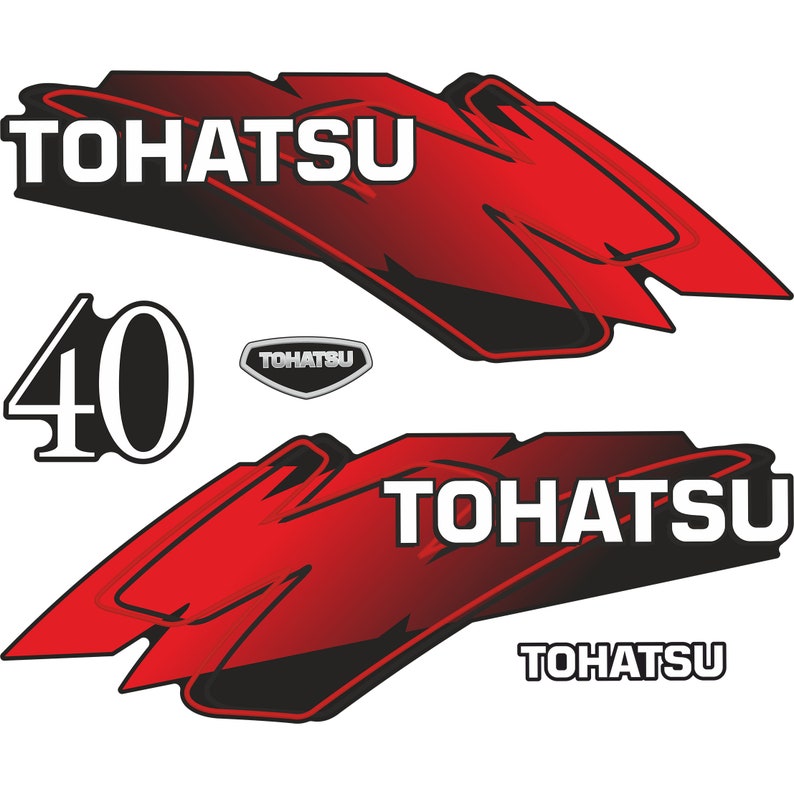 Tohatsu 40 HP Two Stroke Outboard Engine Decals Sticker Set