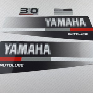 Yamaha 30 HP Autolube Two Stroke outboard engine decals sticker set reproduction