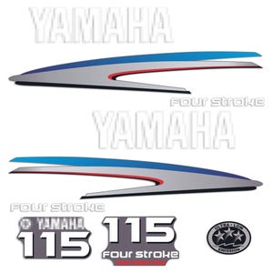 Yamaha 115 HP Four Stroke outboard engine decals sticker set reproduction