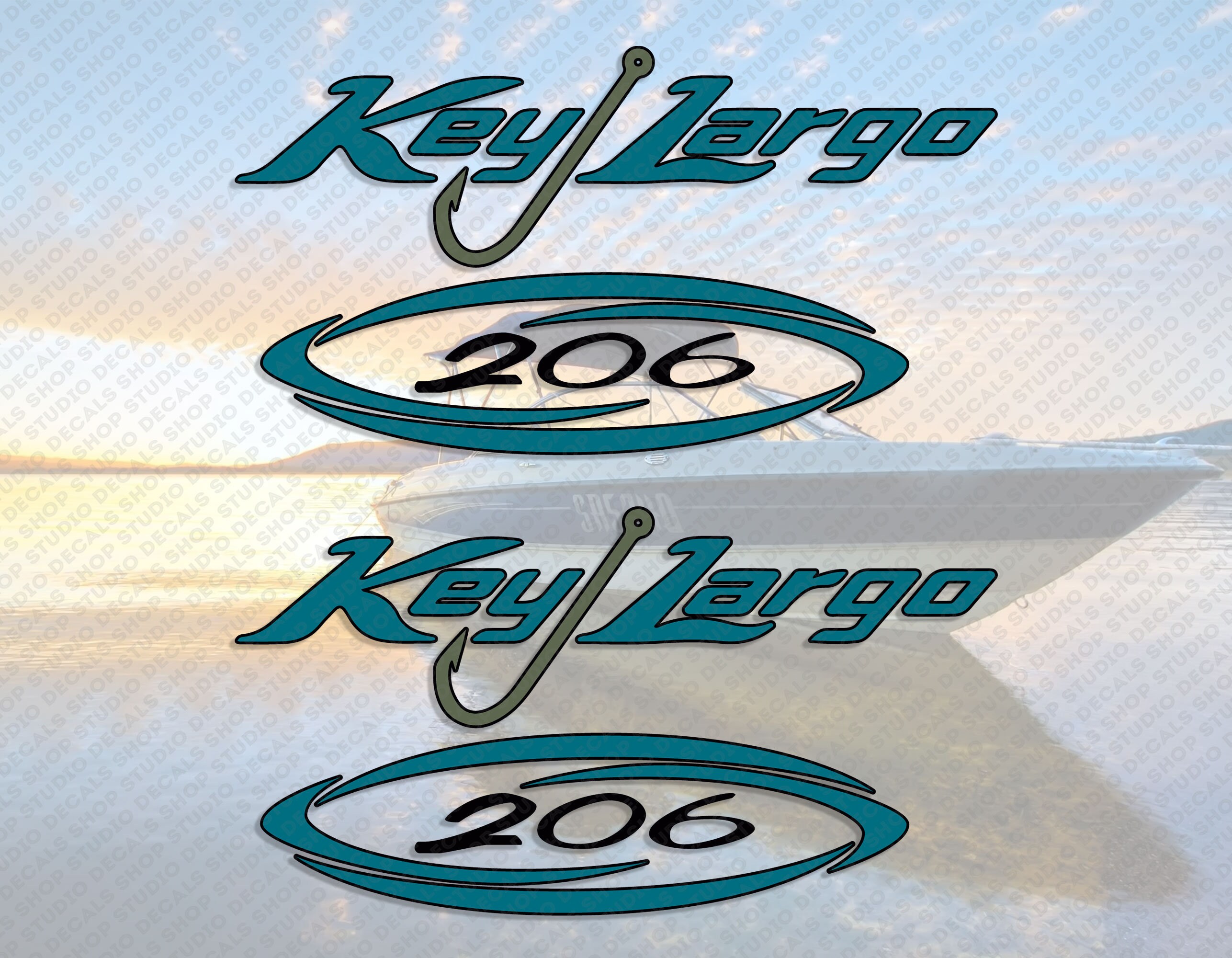 Key Largo 206 Boat Console Decals Set of 2 X 11