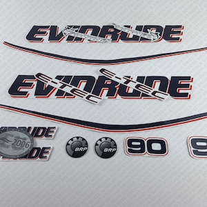 kit stickers EVINRUDE 90cv etec serie 4 autocollant capot moteur