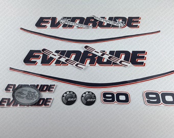 Evinrude 90HP E-tec White Cowling outboard engine decals sticker set reproduction