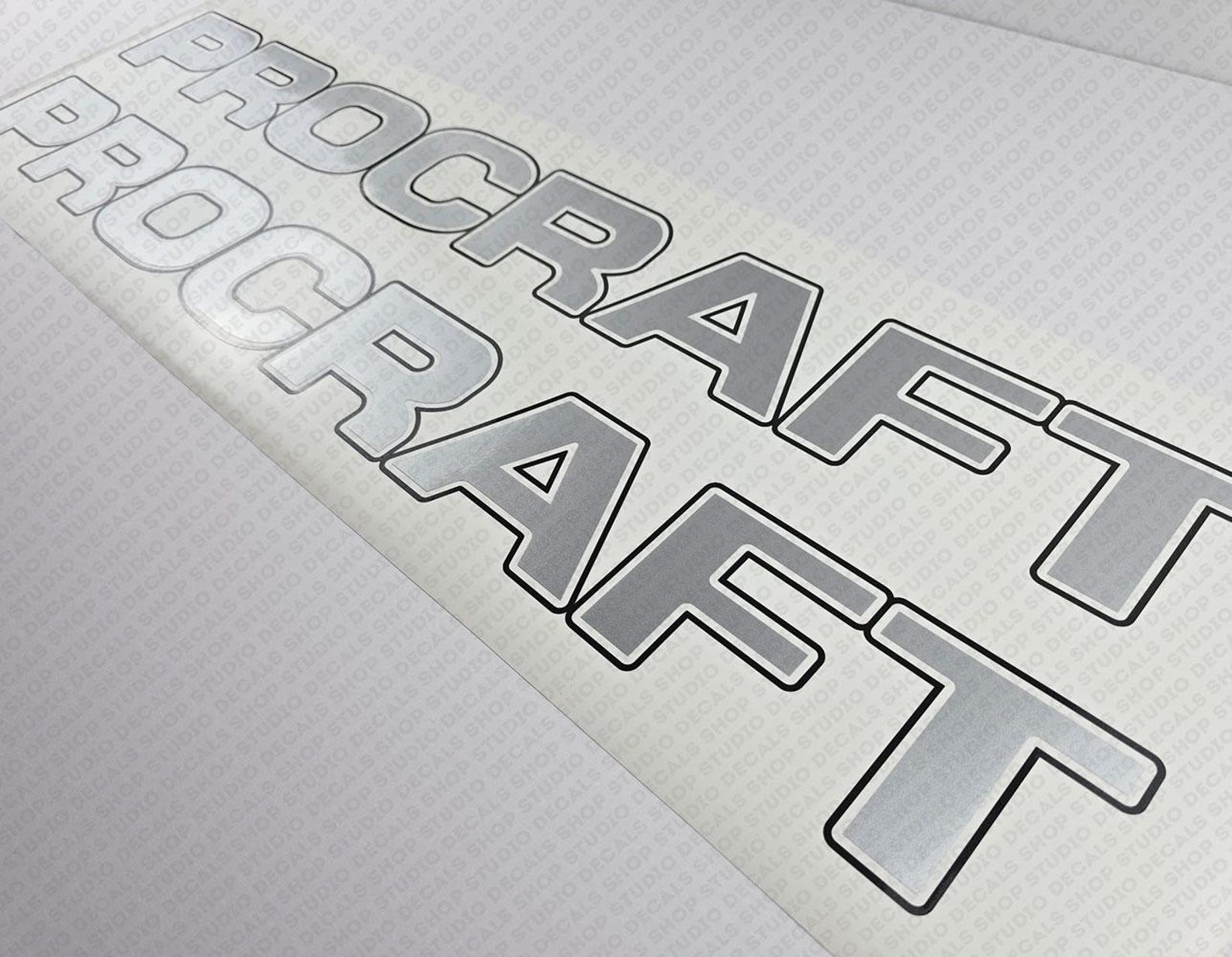 Procraft Boat Logo Silver Decal Set of 2 X 31.25
