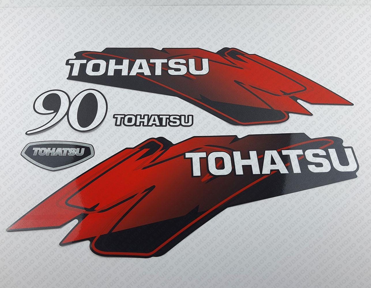 Tohatsu 90 HP Two Stroke outboard engine decals sticker set reproduction