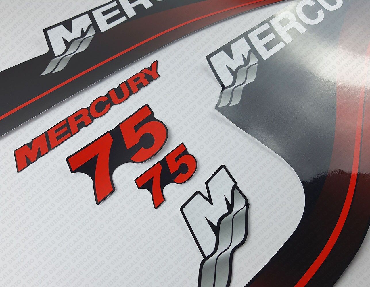 Kit Adesivi Motore Marino Fuoribordo Mercury 75 Cv - Four Stroke BLU