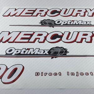 Mercury 90 HP Two Stroke Optimax DI 2006 - 2012 Set outboard engine decals sticker set reproduction