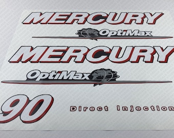 Mercury 90 HP Two Stroke Optimax DI 2006 - 2012 Set outboard engine decals sticker set reproduction
