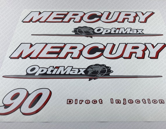 Reproduction d'un jeu d'autocollants pour moteur hors-bord Mercury 90 cv Optimax Saltwater - Canada