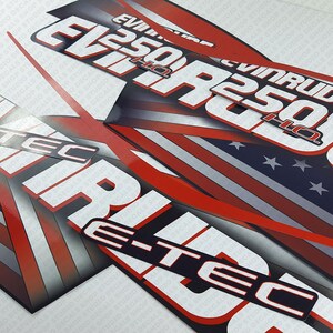 Evinrude 250hp ETEC High Output Outboard Engine Decals – Sticker Set Reproduction
