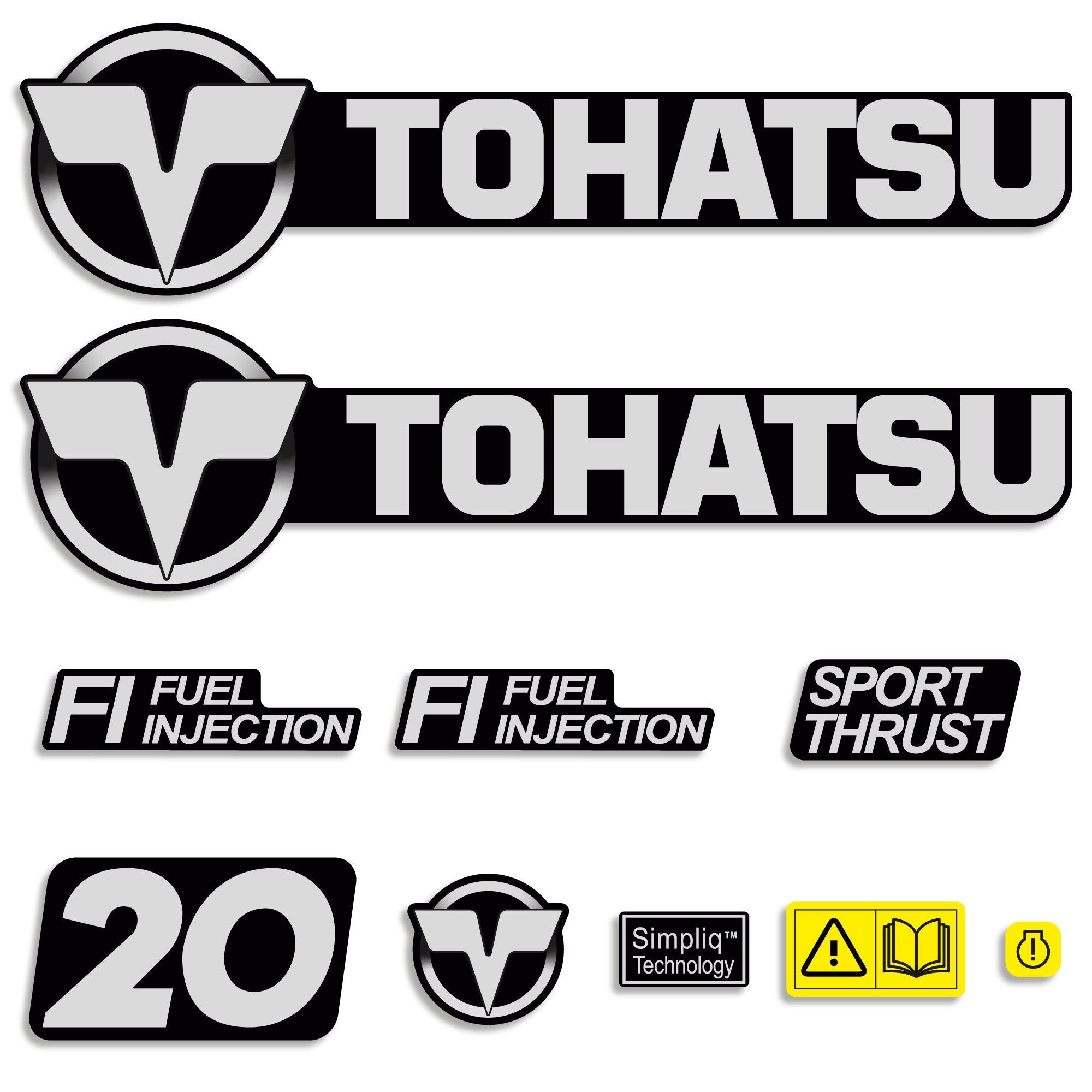 Tohatsu 20 HP Four Stroke Efi Outboard Engine Decals Sticker Set ...