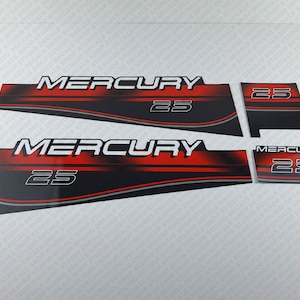 Mercury 25 HP Two Stroke 1996-1998 outboard engine decals sticker set reproduction