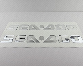 SeaDoo Boat Logo Chrome raised domed 3D decal set of 2