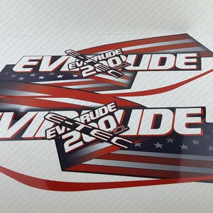 Evinrude 200HP E-tec High Output outboard engine decals sticker set reproduction